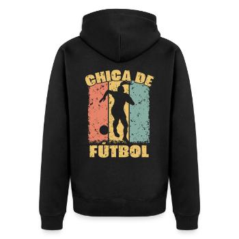 Women Soccer retro - Unisex Premium Organic Zip Hoodie - black - Back - Nico (187cm)