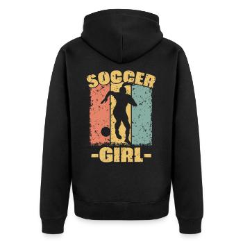 Women Soccer retro - Unisex Premium Organic Zip Hoodie - black - Back - Nico (187cm)