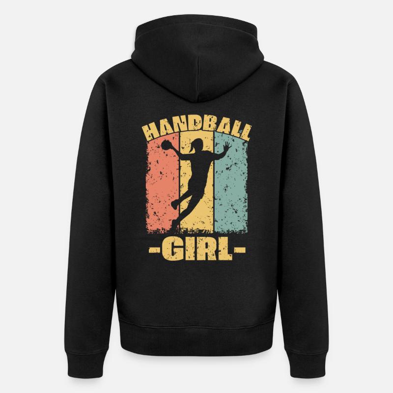 Handball féminin rétro - Veste à capuche bio Premium Unisexe - noir