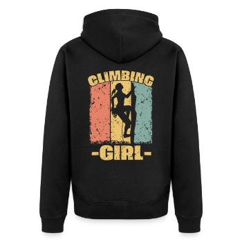 Frauen Klettern retro - Unisex Premium Bio Zip Hoodie - Schwarz - Hinten - Nico (187cm)