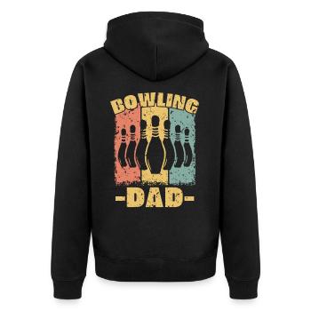 Bowling Papa retro - Unisex Premium Bio Zip Hoodie - Schwarz - Hinten - Nico (187cm)