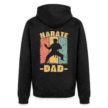 Karate Papa retro - Unisex Premium Bio Zip Hoodie - Schwarz - Hinten - Nico (187cm)