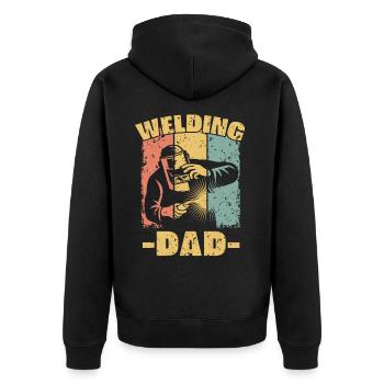 Welding dad retro - Unisex Premium Organic Zip Hoodie - black - Back - Nico (187cm)