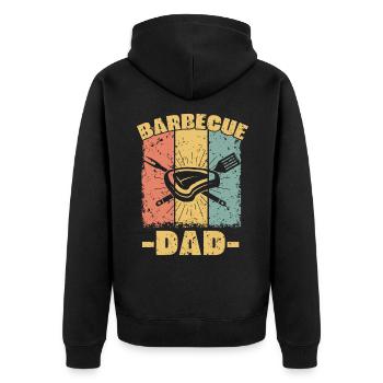 Grillen Papa retro - Unisex Premium Bio Zip Hoodie - Schwarz - Hinten - Nico (187cm)