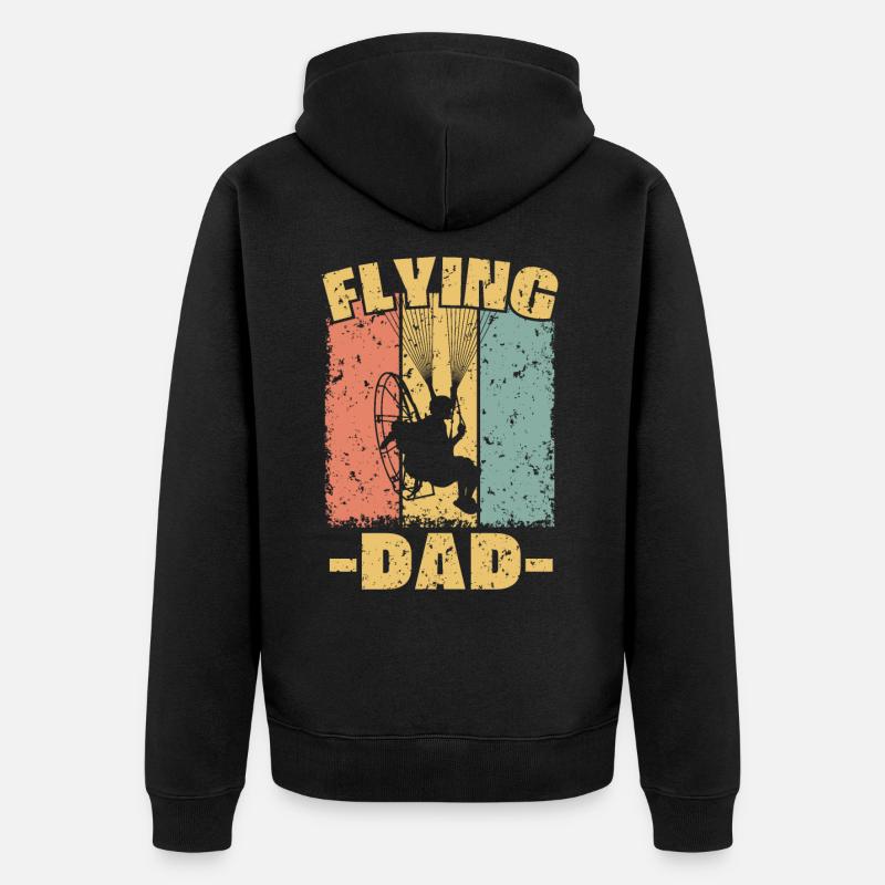 Paramotoriste papa rétro - Veste à capuche bio Premium Unisexe - noir