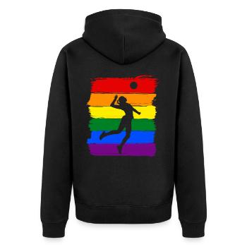 Frauen Volleyball LGBT - Unisex Premium Bio Zip Hoodie - Schwarz - Hinten - Nico (187cm)