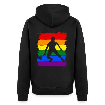 Badminton LGBT Pride - Veste à capuche bio Premium Unisexe - noir - Dos - Nico (187cm)