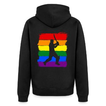 Cricket LGBT Pride - Unisex Premium Bio Zip Hoodie - Schwarz - Hinten - Nico (187cm)