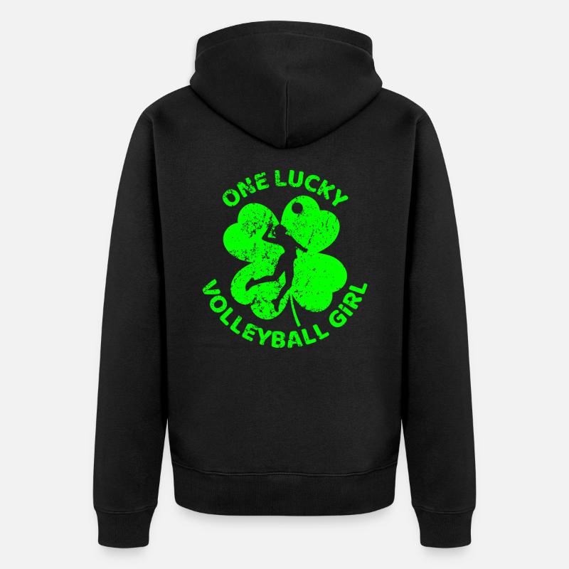 Volleyball Trèfle de la Saint-Patrick - Veste à capuche bio Premium Unisexe - noir