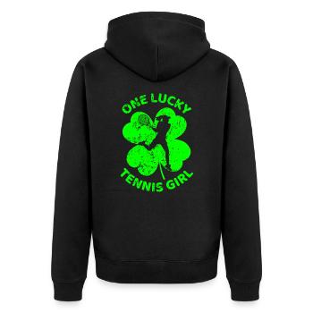 Tennis St. Patrick’s day shamrock - Veste à capuche bio Premium Unisexe - noir - Dos - Nico (187cm)