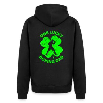 Boxe trèfle de la Saint-Patrick - Veste à capuche bio Premium Unisexe - noir - Dos - Nico (187cm)