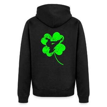 Taekwondo Karate St. Patrick's day shamrock - Unisex Premium Organic Zip Hoodie - black - Back - Nico (187cm)