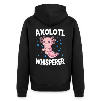 Axolotl Whisperer Mexican Salamander Axolotl - Unisex Premium Organic Zip Hoodie - black - Back - Nico (187cm)