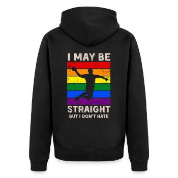 Handball LGBT Rights - Unisex Premium Organic Zip Hoodie - black - Back - Nico (187cm)