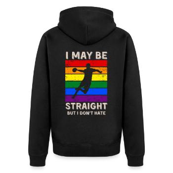 Handball LGBT Rights - Unisex Premium Organic Zip Hoodie - black - Back - Nico (187cm)