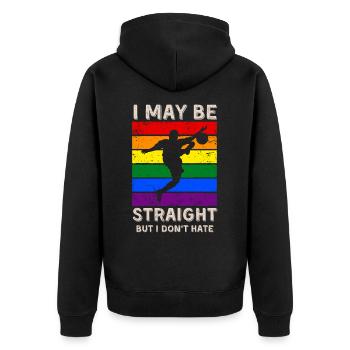 Fußball LGBT-Rechte - Unisex Premium Bio Zip Hoodie - Schwarz - Hinten - Nico (187cm)