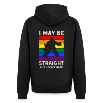 Eishockey LGBT-Rechte - Unisex Premium Bio Zip Hoodie - Schwarz - Hinten - Nico (187cm)