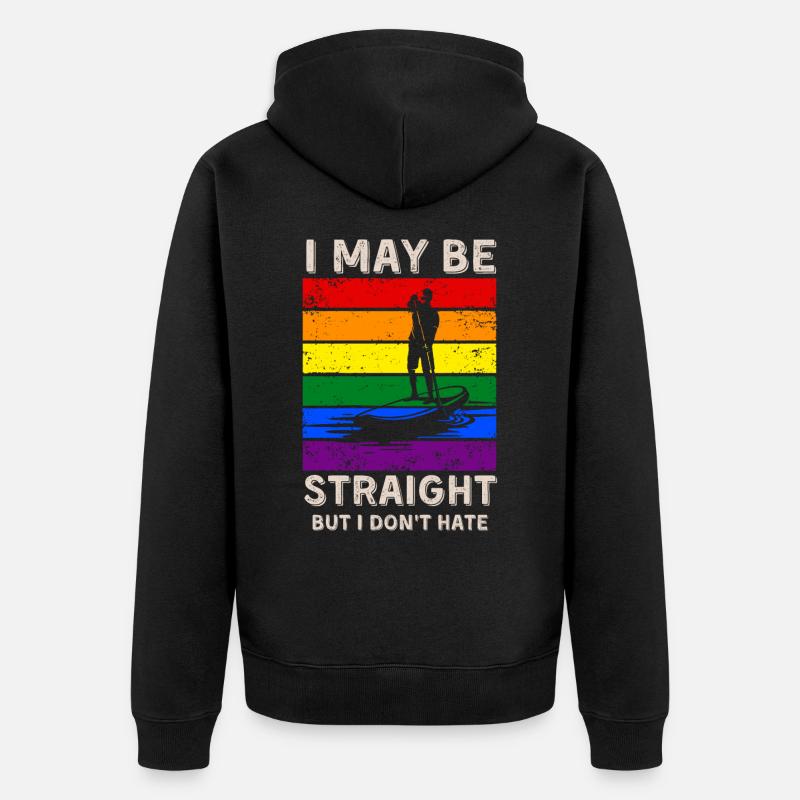 Paddleboard LGBT Rechte - Unisex Premium Bio Zip Hoodie - Schwarz