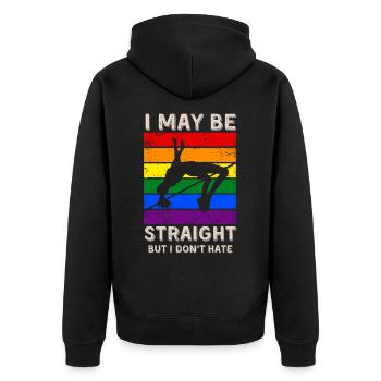 Hochspringende LGBT-Rechte - Unisex Premium Bio Zip Hoodie - Schwarz - Hinten - Nico (187cm)