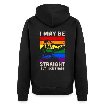 Schweißen LGBT-Rechte - Unisex Premium Bio Zip Hoodie - Schwarz - Hinten - Nico (187cm)