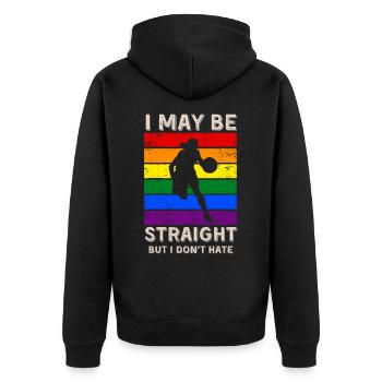 Basketball LGBT Rights - Unisex Premium Organic Zip Hoodie - black - Back - Nico (187cm)