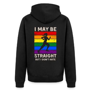 Running LGBT Rights - Unisex Premium Organic Zip Hoodie - black - Back - Nico (187cm)