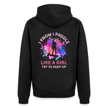 Frauen Paddleboard Mädchen - Unisex Premium Bio Zip Hoodie - Schwarz - Hinten - Nico (187cm)