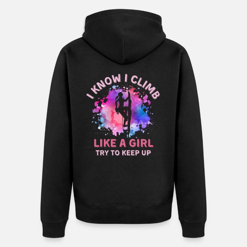 Frauen Klettern Mädchen - Unisex Premium Bio Zip Hoodie - Schwarz