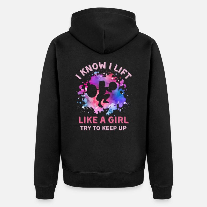 Frauen Gewichtheben Mädchen - Unisex Premium Bio Zip Hoodie - Schwarz