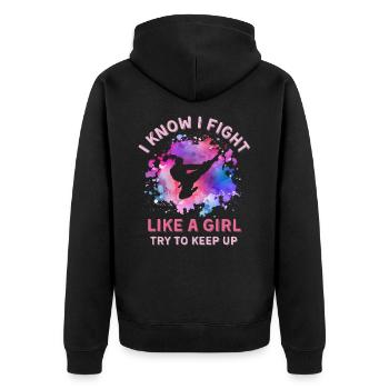 Frauen Taekwondo Mädchen - Unisex Premium Bio Zip Hoodie - Schwarz - Hinten - Nico (187cm)