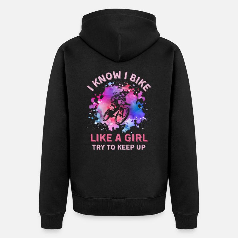 Frauen Biken Mädchen - Unisex Premium Bio Zip Hoodie - Schwarz