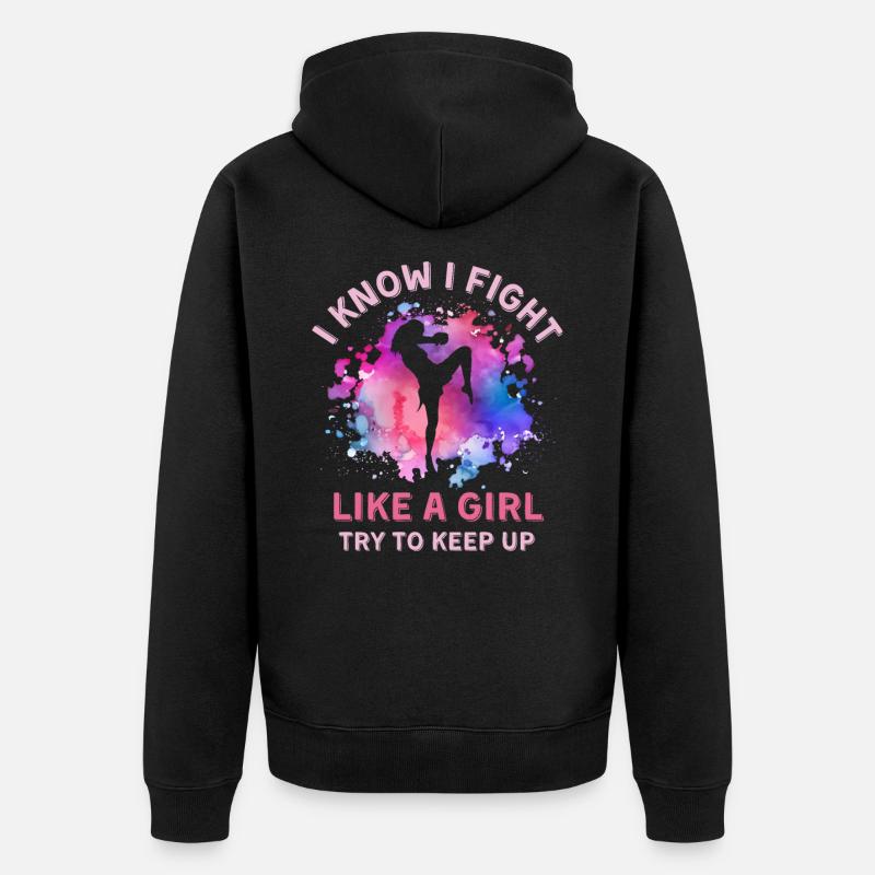 Frauen Muay-Thai Mädchen - Unisex Premium Bio Zip Hoodie - Schwarz