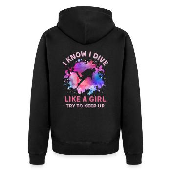 Femmes plongeuses - Veste à capuche bio Premium Unisexe - noir - Dos - Nico (187cm)