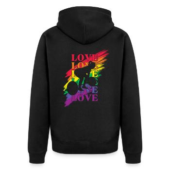 Gewichtheben LGBT Pride - Unisex Premium Bio Zip Hoodie - Schwarz - Hinten - Nico (187cm)