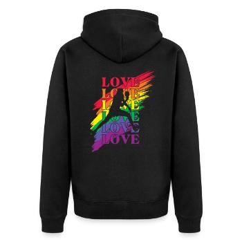 Tischtennis LGBT Pride - Unisex Premium Bio Zip Hoodie - Schwarz - Hinten - Nico (187cm)