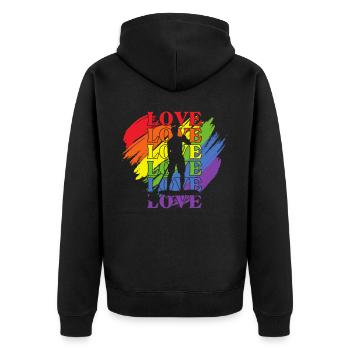 Paddleboard LGBT Pride - Unisex Premium Bio Zip Hoodie - Schwarz - Hinten - Nico (187cm)