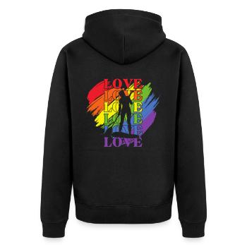 Paddleboard LGBT Pride - Unisex Premium Bio Zip Hoodie - Schwarz - Hinten - Nico (187cm)