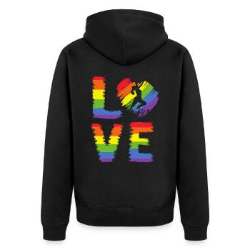 Frauen Klettern LGBT Pride - Unisex Premium Bio Zip Hoodie - Schwarz - Hinten - Nico (187cm)