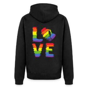 Klettern auf der LGBT Pride - Unisex Premium Bio Zip Hoodie - Schwarz - Hinten - Nico (187cm)