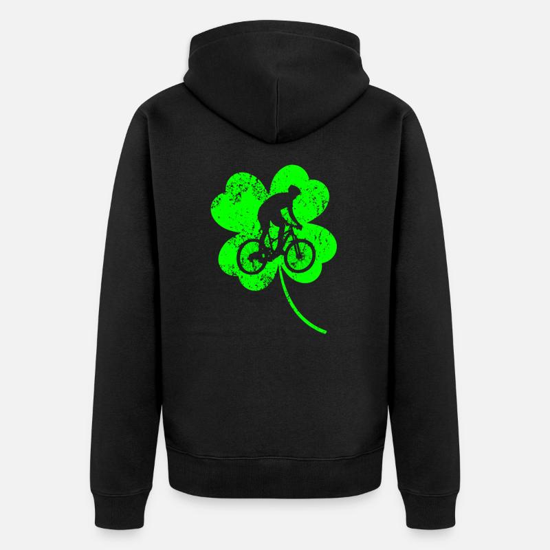 Trèfle de la Saint-Patrick à vélo - Veste à capuche bio Premium Unisexe - noir