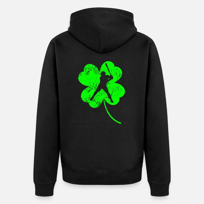 Baseball Trèfle de la Saint-Patrick - Veste à capuche bio Premium Unisexe - noir