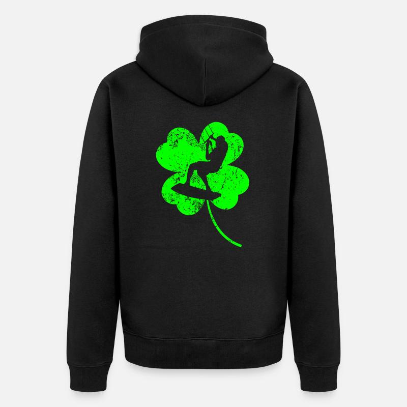 Kitesurf Trèfle de la Saint-Patrick - Veste à capuche bio Premium Unisexe - noir