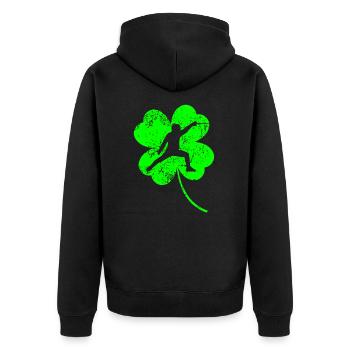 Fechten des St. Patrick's Day Kleeblatts - Unisex Premium Bio Zip Hoodie - Schwarz - Hinten - Nico (187cm)