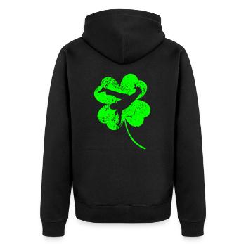 Trèfle de la Saint-Patrick de la Capoeira - Veste à capuche bio Premium Unisexe - noir - Dos - Nico (187cm)