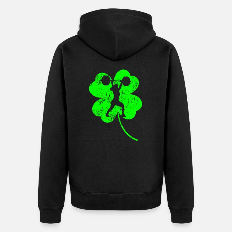 Haltérophilie Trèfle de la Saint-Patrick - Veste à capuche bio Premium Unisexe - noir