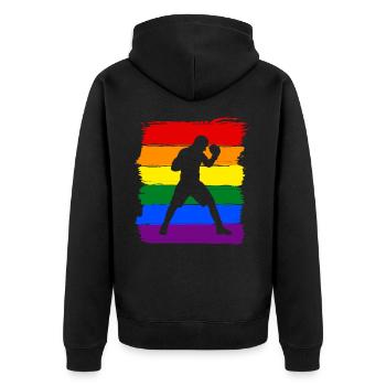 Boxe LGBT Pride - Veste à capuche bio Premium Unisexe - noir - Dos - Nico (187cm)
