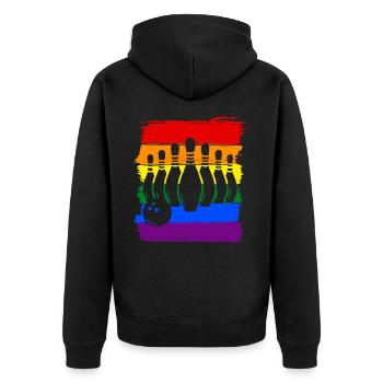 Bowling LGBT Pride - Veste à capuche bio Premium Unisexe - noir - Dos - Nico (187cm)