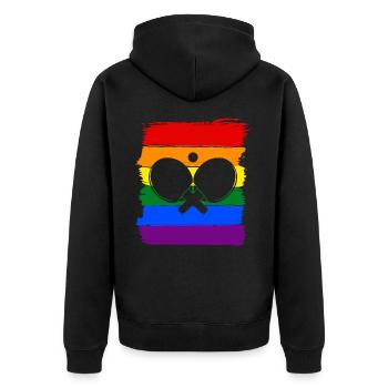 Tischtennis LGBT Pride - Unisex Premium Bio Zip Hoodie - Schwarz - Hinten - Nico (187cm)
