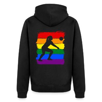 Frauen Volleyball LGBT - Unisex Premium Bio Zip Hoodie - Schwarz - Hinten - Nico (187cm)