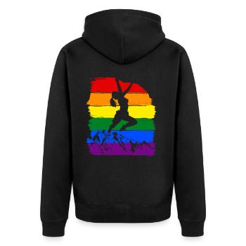 Frauen klettern LGBT - Unisex Premium Bio Zip Hoodie - Schwarz - Hinten - Nico (187cm)